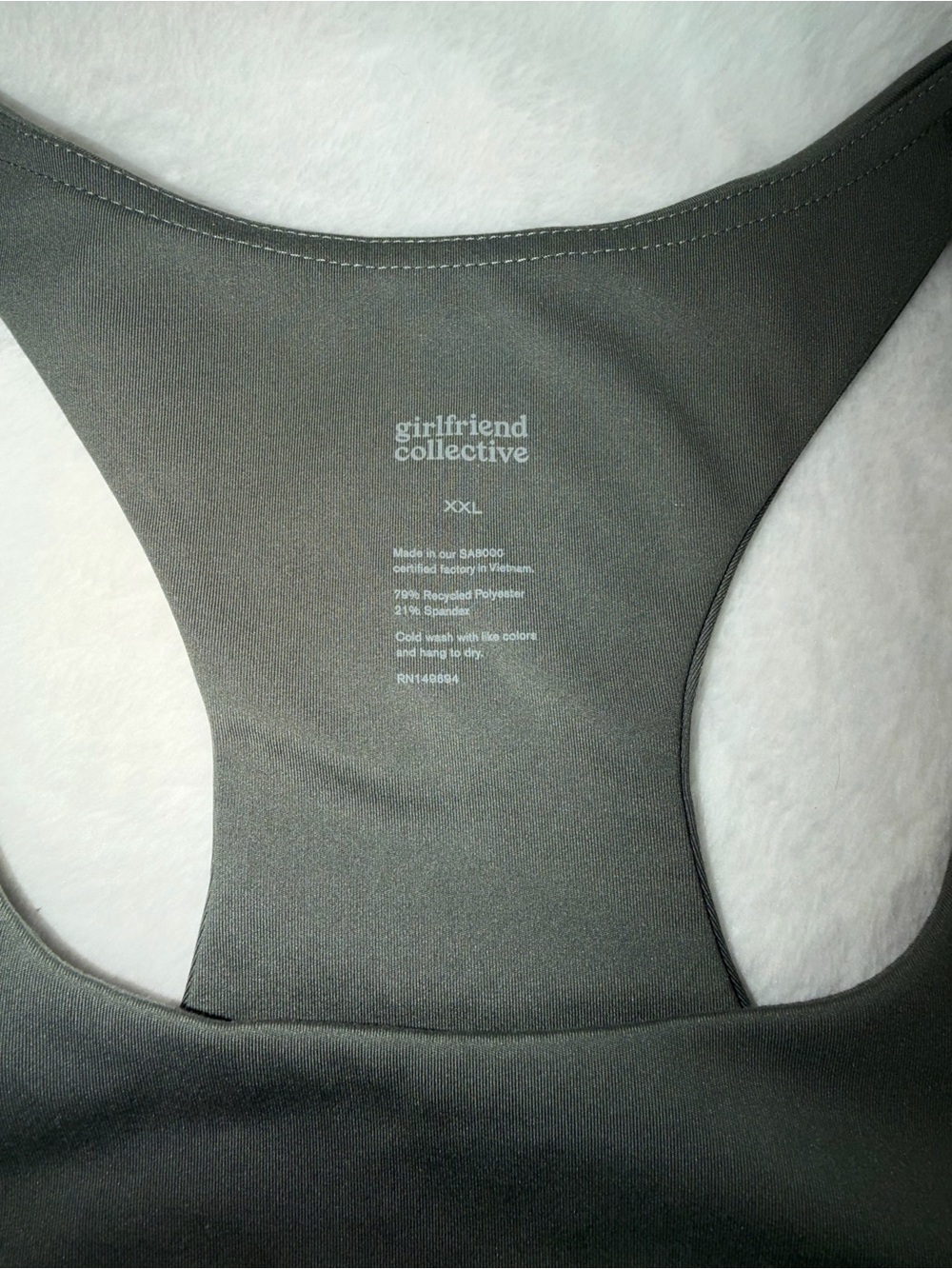 Girlfriend Collective Paloma Longline Sports Bra - Moss/Olive Green - Size XXL - Picture 2 of 3